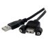 StarTech.com 1 ft Panel Mount USB Cable A to A - F/M - USB extension cable - USB (M) to USB (F) - USB 2.0-1 ft - molded, thumbscrews - black